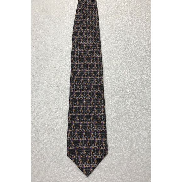 RM Style Ralph Marlin Da Vinci Repeat Novelty Necktie Tie 100% Silk - Picture 5 of 8